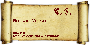 Mehsam Vencel névjegykártya
